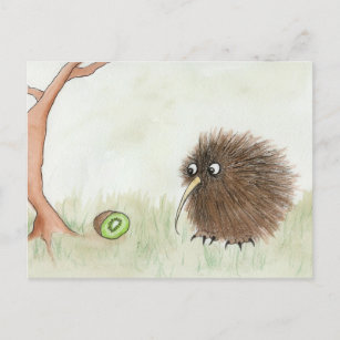 Kiwi Bird und Kiwi Fruit Postkarte