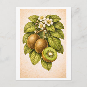 Kiwi-Botanische Illustration im Vintage-Stil Postkarte