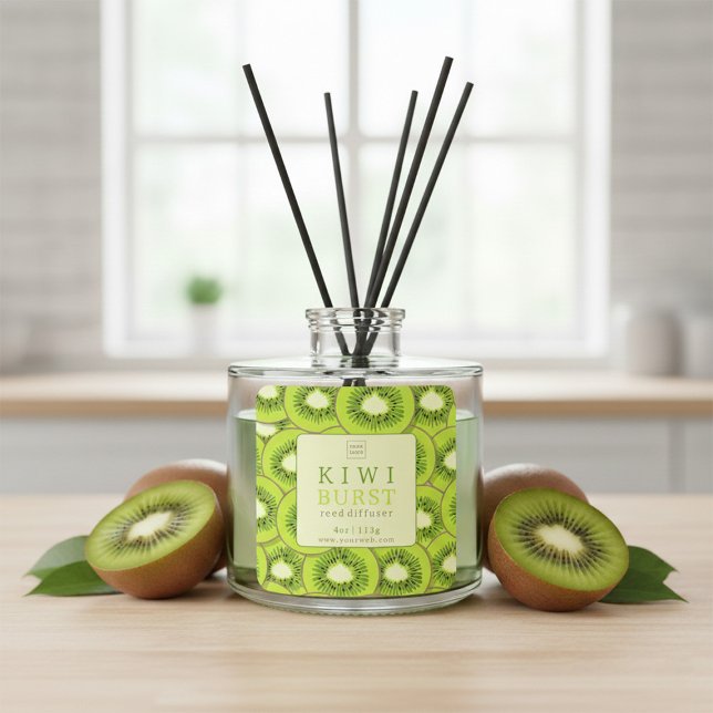 Kiwi-Burst-Reed-Diffuser-Etikett Quadratischer Aufkleber (Von Creator hochgeladen)