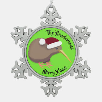 Kiwi Christmas Schneeflocken Zinn-Ornament