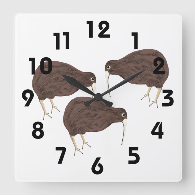 Kiwi Clock Quadratische Wanduhr (Vorderseite)
