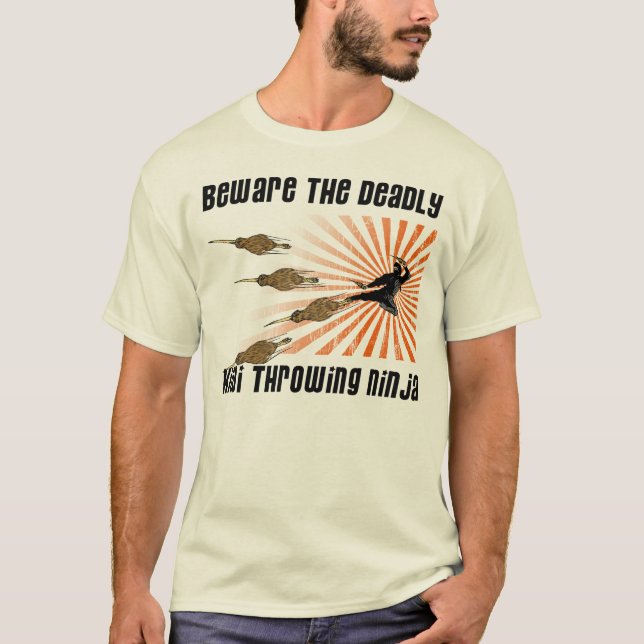 Kiwi, die Ninja wirft T-Shirt (Vorderseite)