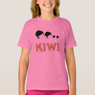 Kiwi-Familie Retro-Grafik-Kinder-Shirt Ringer T-Shirt