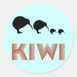 Kiwi-Familie Retro Neuseeland Aufkleber