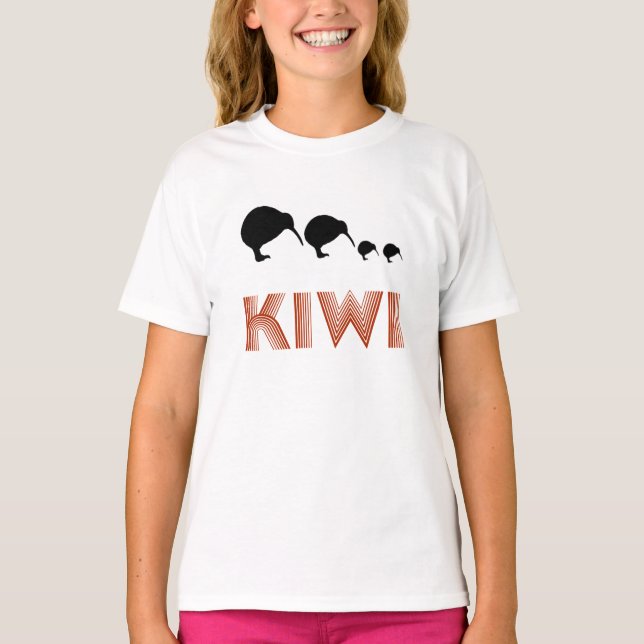 Kiwi Family Retro Graphic Kids Shirt Ringer (Vorderseite)