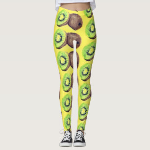 Kiwi Frucht Aquarell Gelbe Lebensmittel Tropisches Leggings