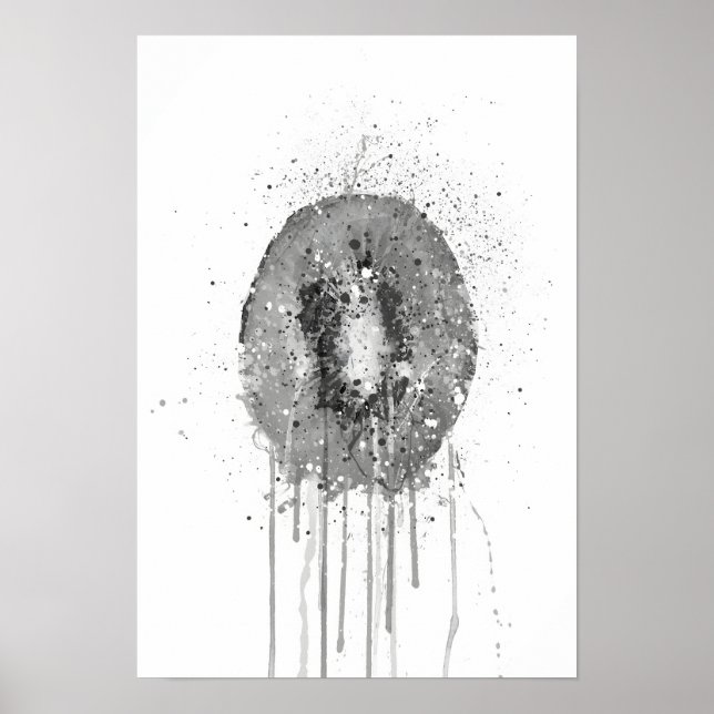 Kiwi Frucht Grau Poster (Vorne)