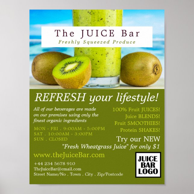 Kiwi Frucht, Juice Bar Advertising Poster (Vorne)