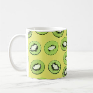 Kiwi-Frucht-nahtloses Muster, Hintergrund mit Kiwi Kaffeetasse