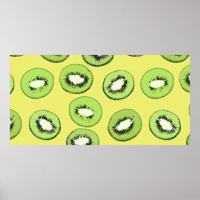 Kiwi-Frucht-nahtloses Muster, Hintergrund mit Kiwi Poster (Vorne)