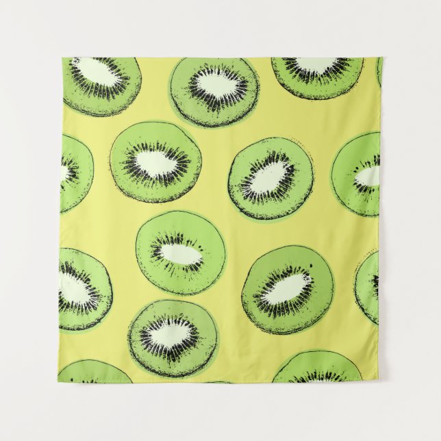 Kiwi-Frucht-nahtloses Muster, Hintergrund mit Kiwi Wandteppich (Vorderseite)