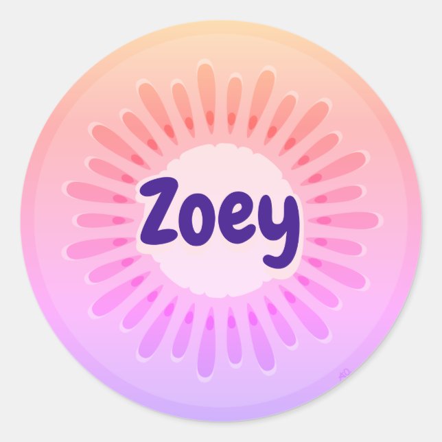 Kiwi Frucht Sunrise Name Label Runder Aufkleber (Vorderseite)