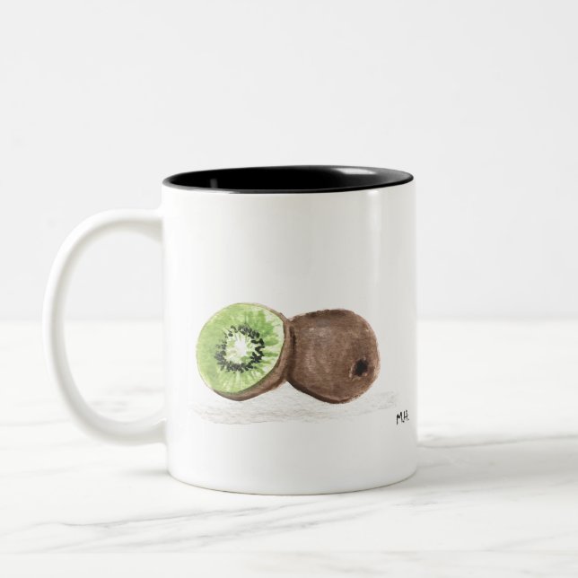 Kiwi-Fruchtfarbe Zweifarbige Tasse (Links)