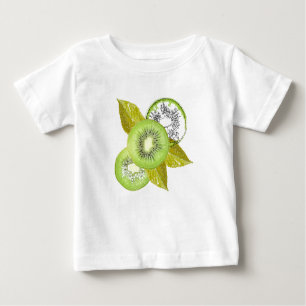 Kiwi, fruchtig, grün und weiß, frisch, saftig, wei baby t-shirt