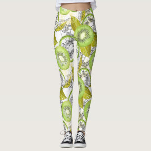 Kiwi, fruchtig, grün und weiß, frisch, saftig, wei leggings