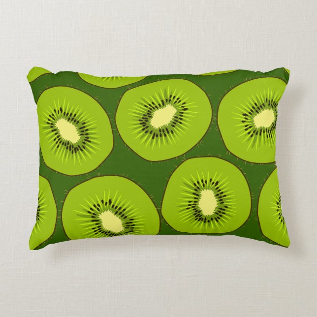 Kiwi Fruchtscheiben: dunkelgrün. Dekokissen (Vorderseite)