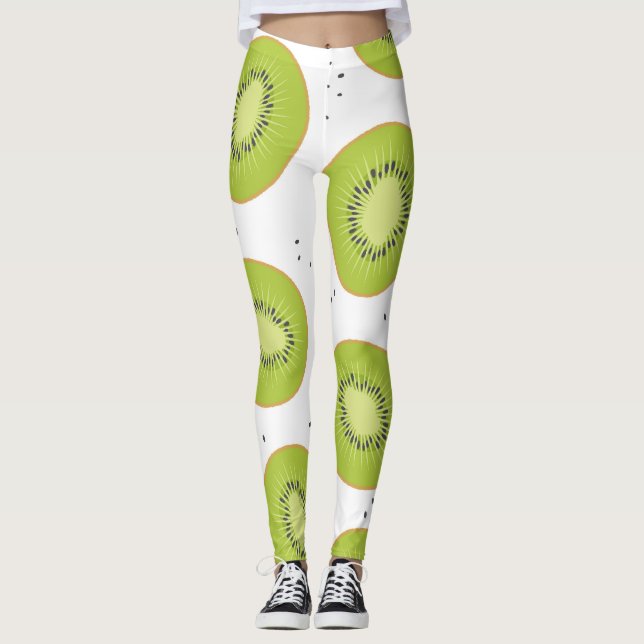 Kiwi Fruchtscheiben, nahtlose Abbildung. Leggings (Vorderseite)
