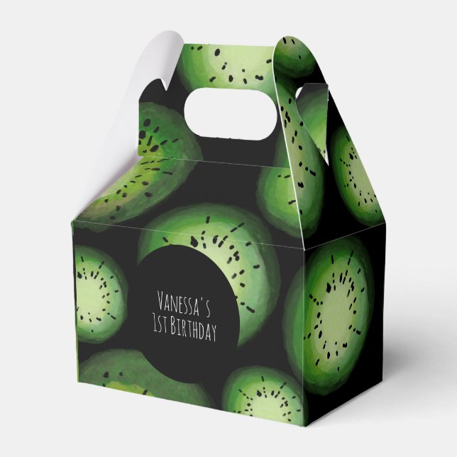 Kiwi Fruit Birthday Watercolor Black Geschenkschachtel (Vorderseite)
