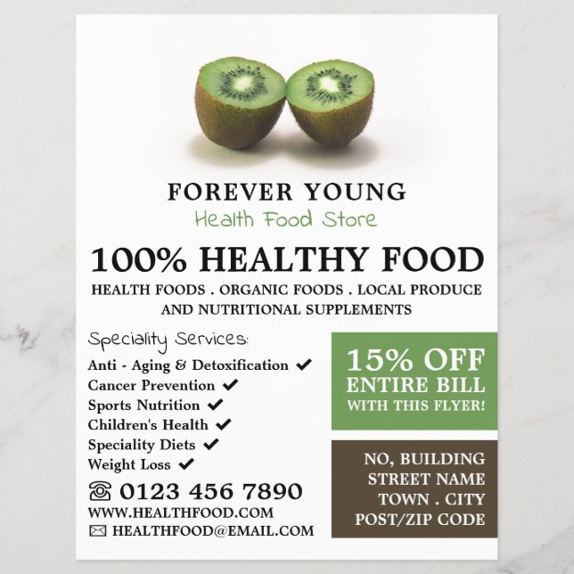 Kiwi Fruit, Health Food Store Advertising Flyer (Vorne)