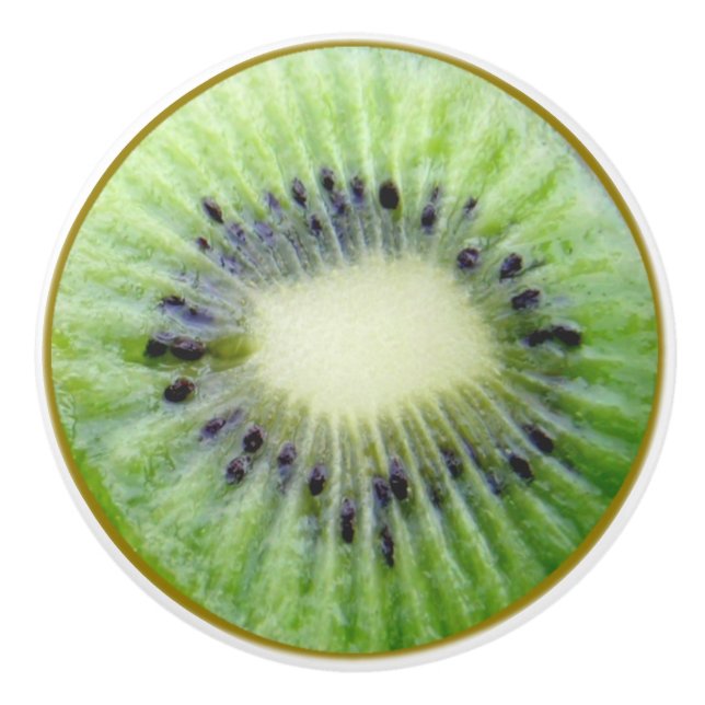 Kiwi Fruit Slice lustiger Feinschmecker 2D Grafik Keramikknauf (Vorderseite)