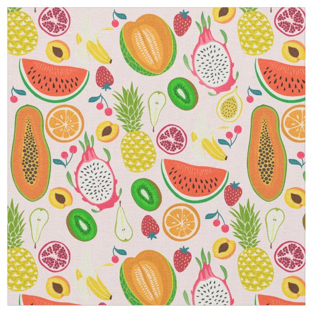 Kiwi-Granatapfel Stoff (Nahaufnahme)