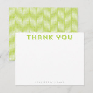Kiwi Green Herringbone-Muster Vielen Dank Einladung
