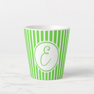 Kiwi Green mit White Stripes Latte Tasse