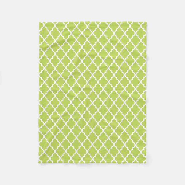 Kiwi Green Quatrefoil Tiles Pattern Fleecedecke (Vorderseite)