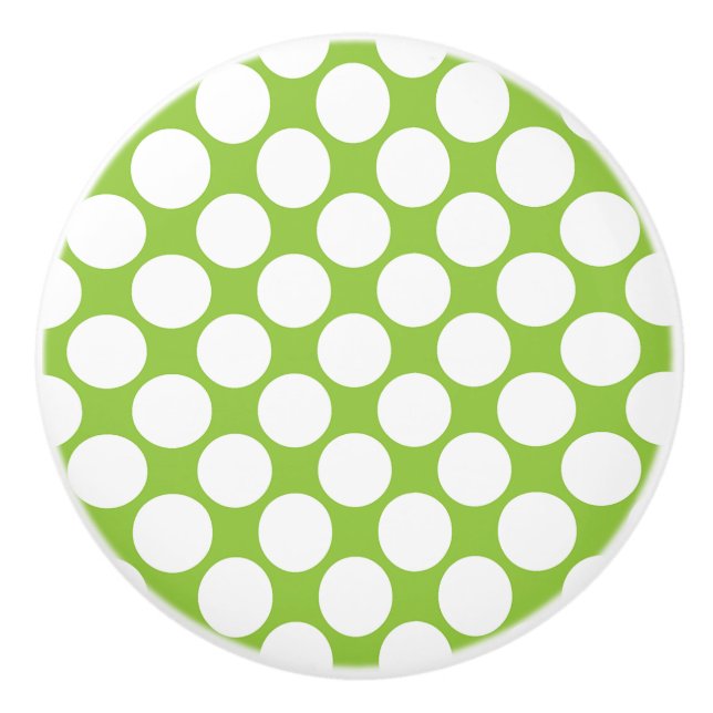 Kiwi, grün und weiß Polka dot Keramik Knob Keramikknauf (Vorderseite)