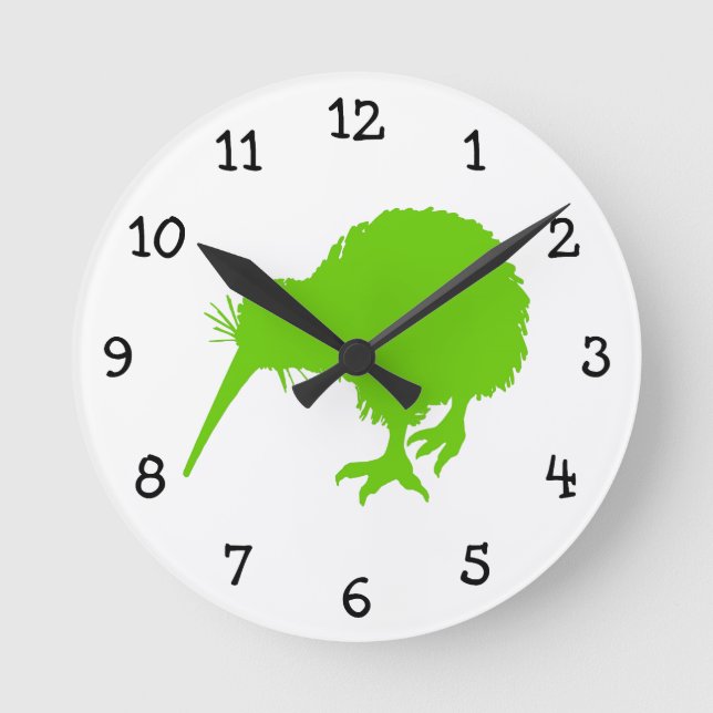Kiwi-grüner Vogel Runde Wanduhr (Vorderseite)