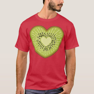 Kiwi Heart Shaped Vegan Kiwifruit Kiwi Lover T-Shirt