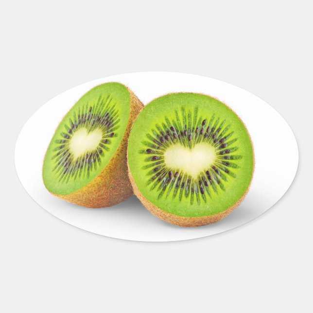 Kiwi Herz Ovaler Aufkleber (Vorderseite)