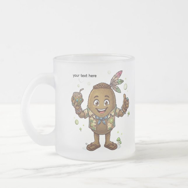 Kiwi im Sommer bearbeitbarer Text Mattglastasse (Links)