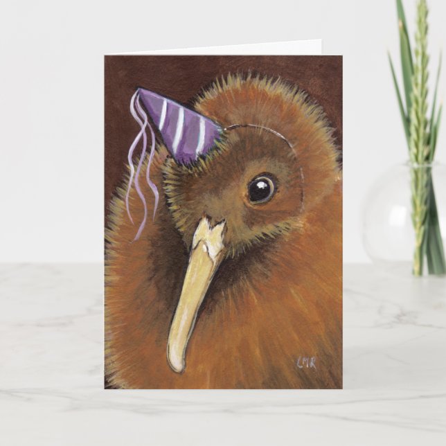 Kiwi in einer Party Hat - Bird Art Personalizable  Karte (Vorderseite)