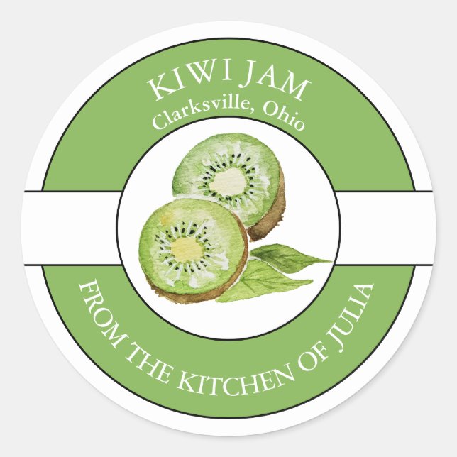 Kiwi Jam Label Runder Aufkleber (Vorderseite)
