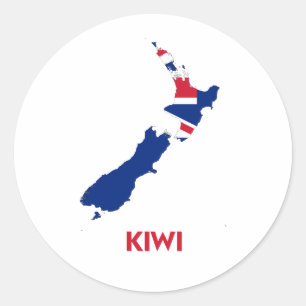 KIWI MAP RUNDER AUFKLEBER