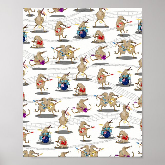 Kiwi Music Pattern Poster (Vorne)