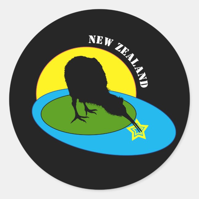 Kiwi - New Zealand Bird & Bro Fashion (Reise) Runder Aufkleber (Vorderseite)