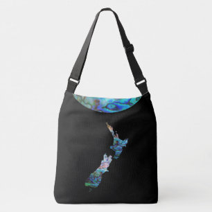 KIWI NEW ZEALAND MAP PAUA CROSSBODY BAG TRAGETASCHEN MIT LANGEN TRÄGERN