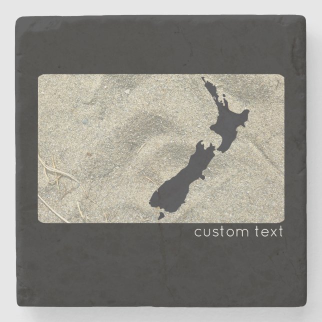 KIWI NEW ZEALAND SAND BEACH BLACK NZ KIWIANA STEINUNTERSETZER (Vorderseite)