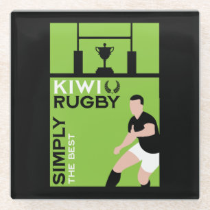Kiwi NZ Rugby-Spieler Kunst Glasuntersetzer