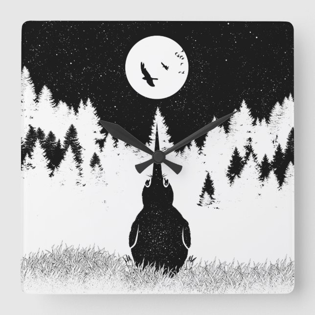 Kiwi Quadratische Wanduhr (Vorderseite)