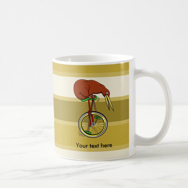 Kiwi reiten Einrad Funny Illustration Kaffeetasse (Rechts)