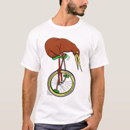 Kiwi reiten Einradfahren mit langen Polen T-Shirt