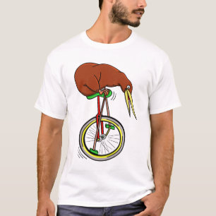 Kiwi reiten Einradfahren mit langen Polen T-Shirt