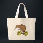 Kiwi-Reitfahrrad mit Kiwi-Rädern Jumbo Stoffbeutel<br><div class="desc">Kiwi-Reitfahrrad mit Kiwi-Rädern 

Entwurfsillustration durch Mike joos…
Netz http://www.mikejoos.com</div>