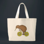 Kiwi-Reitfahrrad mit Kiwi-Rädern Jumbo Stoffbeutel<br><div class="desc">Kiwi-Reitfahrrad mit Kiwi-Rädern 

Entwurfsillustration durch Mike joos…
Netz http://www.mikejoos.com</div>