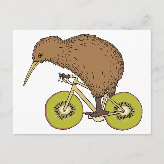 Kiwi-Reitfahrrad mit Kiwi-Rädern Postkarte (Vorderseite)