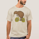 Kiwi-Reitfahrrad mit Kiwi-Rädern T-Shirt<br><div class="desc">Kiwi-Reitfahrrad mit Kiwi-Rädern 

Entwurfsillustration durch Mike joos…
Netz http://www.mikejoos.com</div>