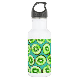 Kiwi-Scheiben auf Türkis Edelstahlflasche